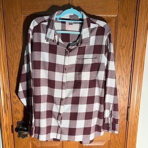 SO Men's Burgundy Plaid Shirt